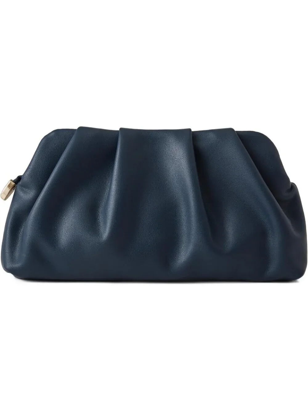 👜Women's Navy Leather Ruched Clutch Purse Detachable Metal Chain Crossbody Bag